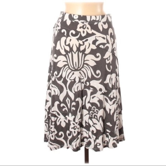 INC International Concepts Midi A-Line Skirt Gray White Floral - Picture 1 of 8
